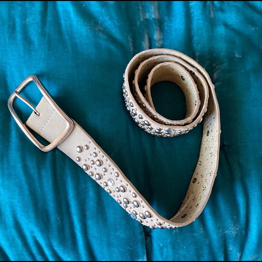 Tan taupe bejeweled sparkly belt